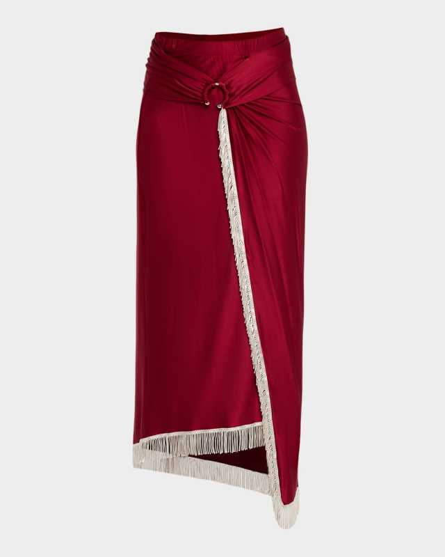 Fringed Maxi Wrap Skirt